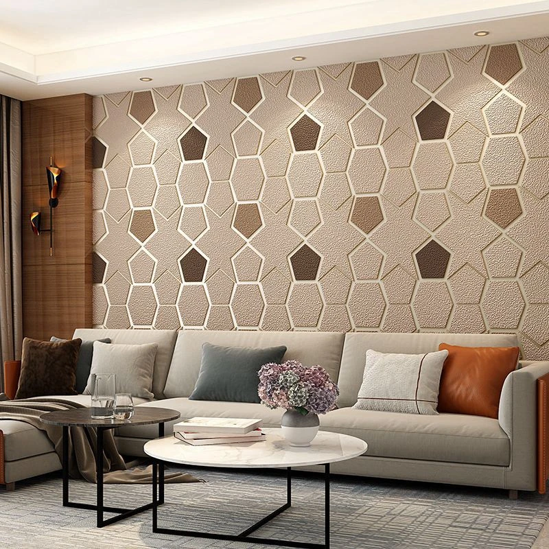 9.5m Modern Minimalist Deerskin Wall Stickers Beige Geometric Polygon Thickening Wallpaper Bedroom Living Room Background Wall tenga 3d мастурбатор polygon