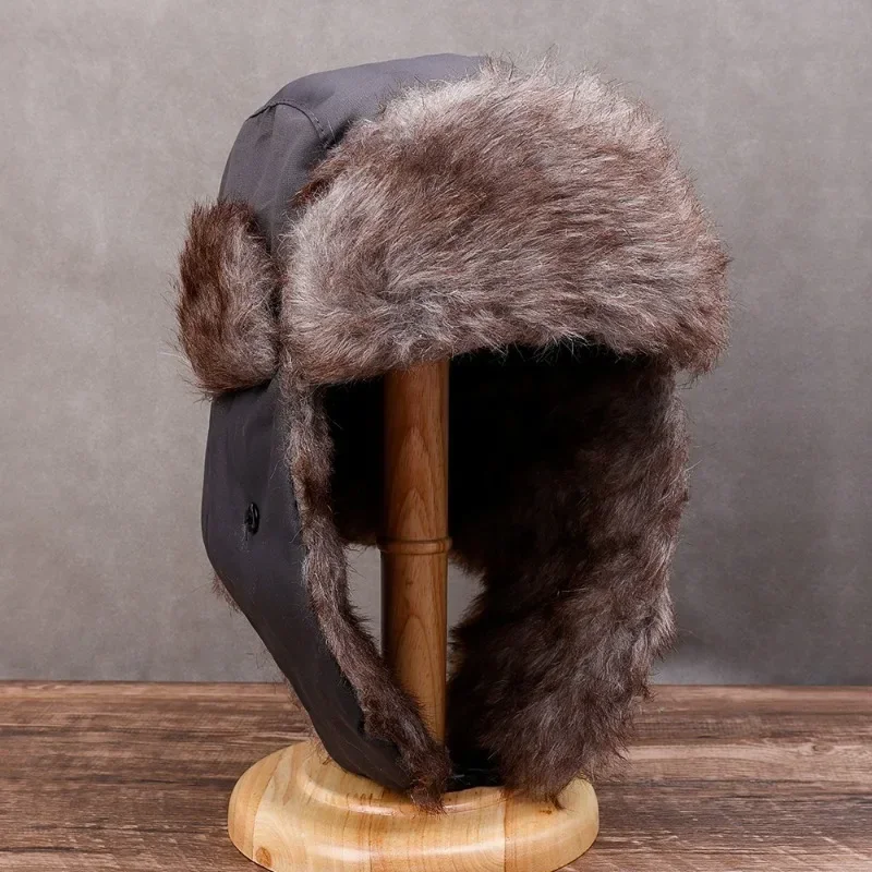 Winter Hat Earflap Hat Faux Fur Hat New Winter Hats for Women Men Faux Fur Bomber Hat Thicken Ear-flapped Caps Outdoor Cycling Windproof Warm Ear Protection Ski Cap