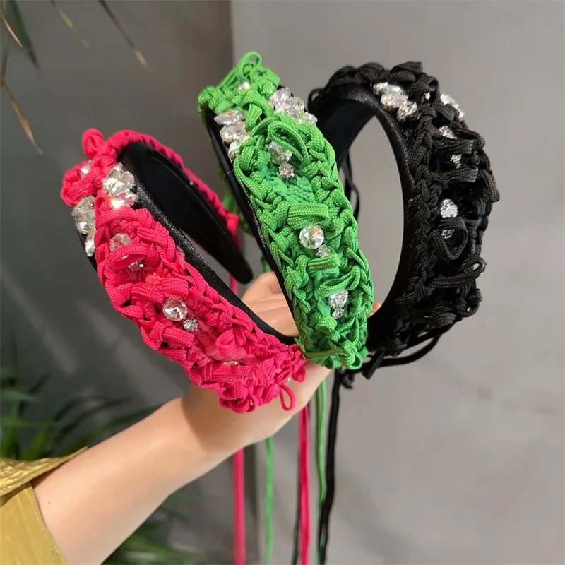 

2023 Women Funny handmade woven fun hair bands with the same dopamine headbands