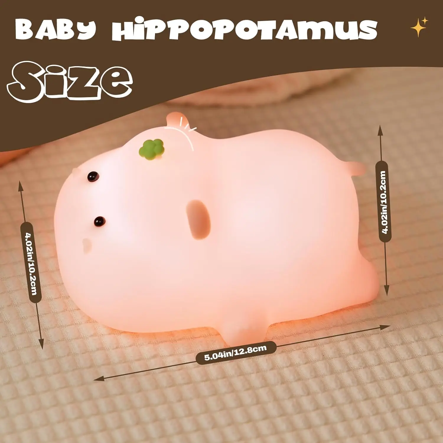 LED Hippo Night Lights Cartoon Cute Animals Silicone Lamp Rechargeable USB Children Birthday Gifts Eye Protection Decor Lamps