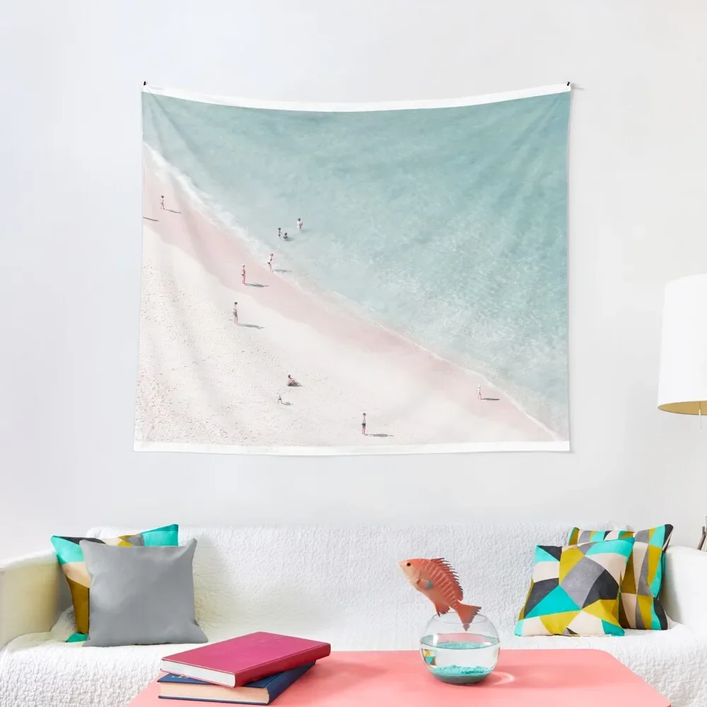 

Beach love - Aerial Pink Beach - Ocean - Sea Photography by Ingrid Beddoes Tapestry Bedrooms Decorations Tapestry