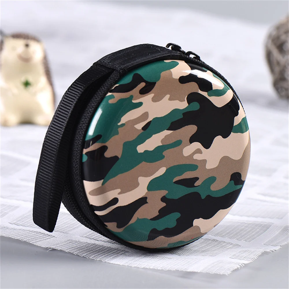 Tactical Camouflage Round Coin Purse Mini Pouch Key Wallet Holder Keychain Women Men Zipper Pocket Outdoor Key Storage Money Bag