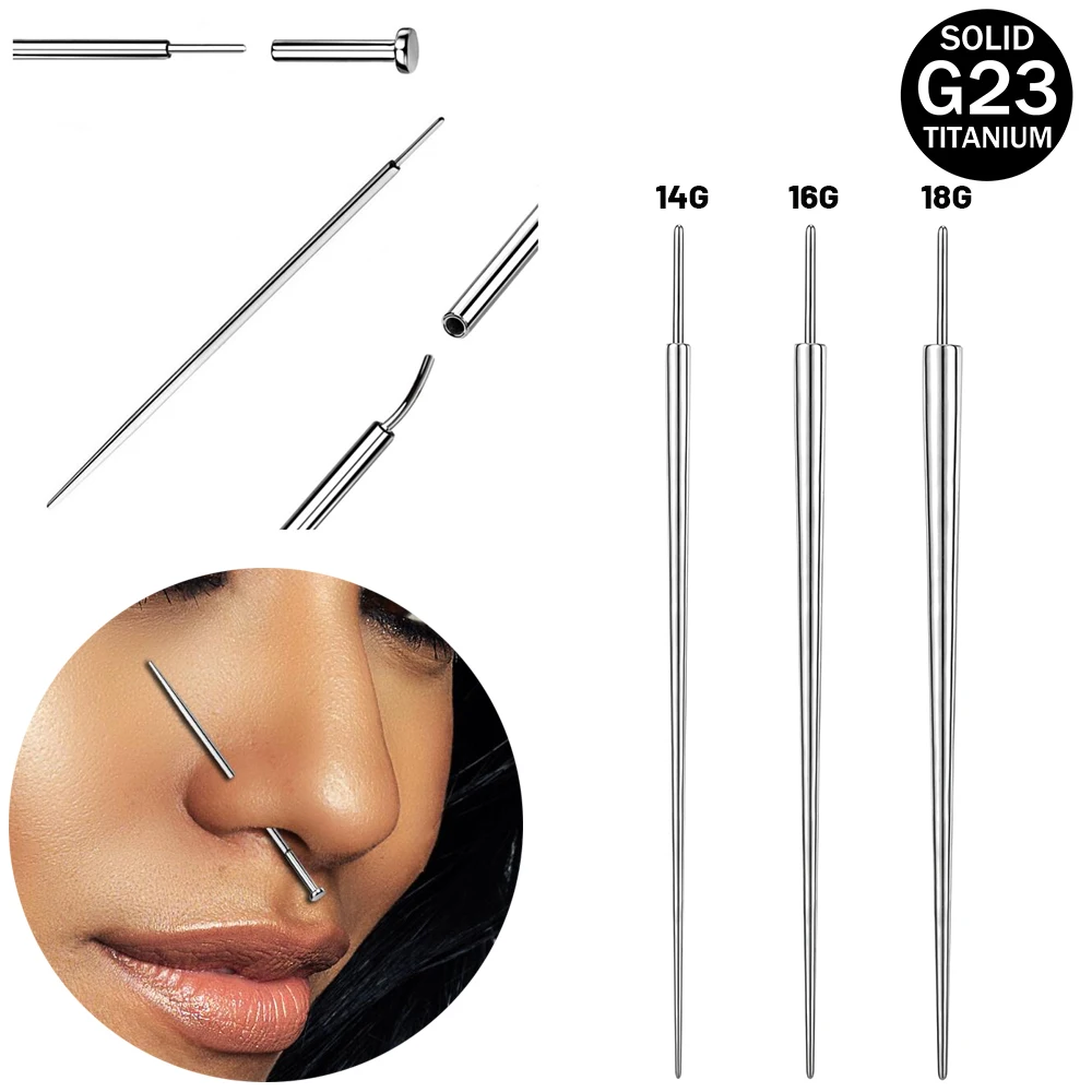ZS 14/16/18G G23 Titanium Insertion Pin Taper for Threadless Jewelry Nostril Piercing Taper Push