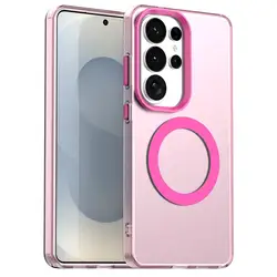 Vibrant Candy Color Magnetic Clear Phone Cover - Galaxy A26 (Pink)