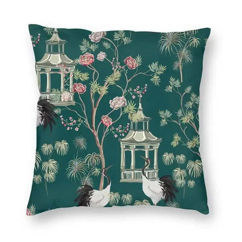 

Chinoiserie Fengshui Oriental Floral Pattern Green Cushion Cover 45x45 Home Decor 3D Printing Throw Pillow Case for Living Room