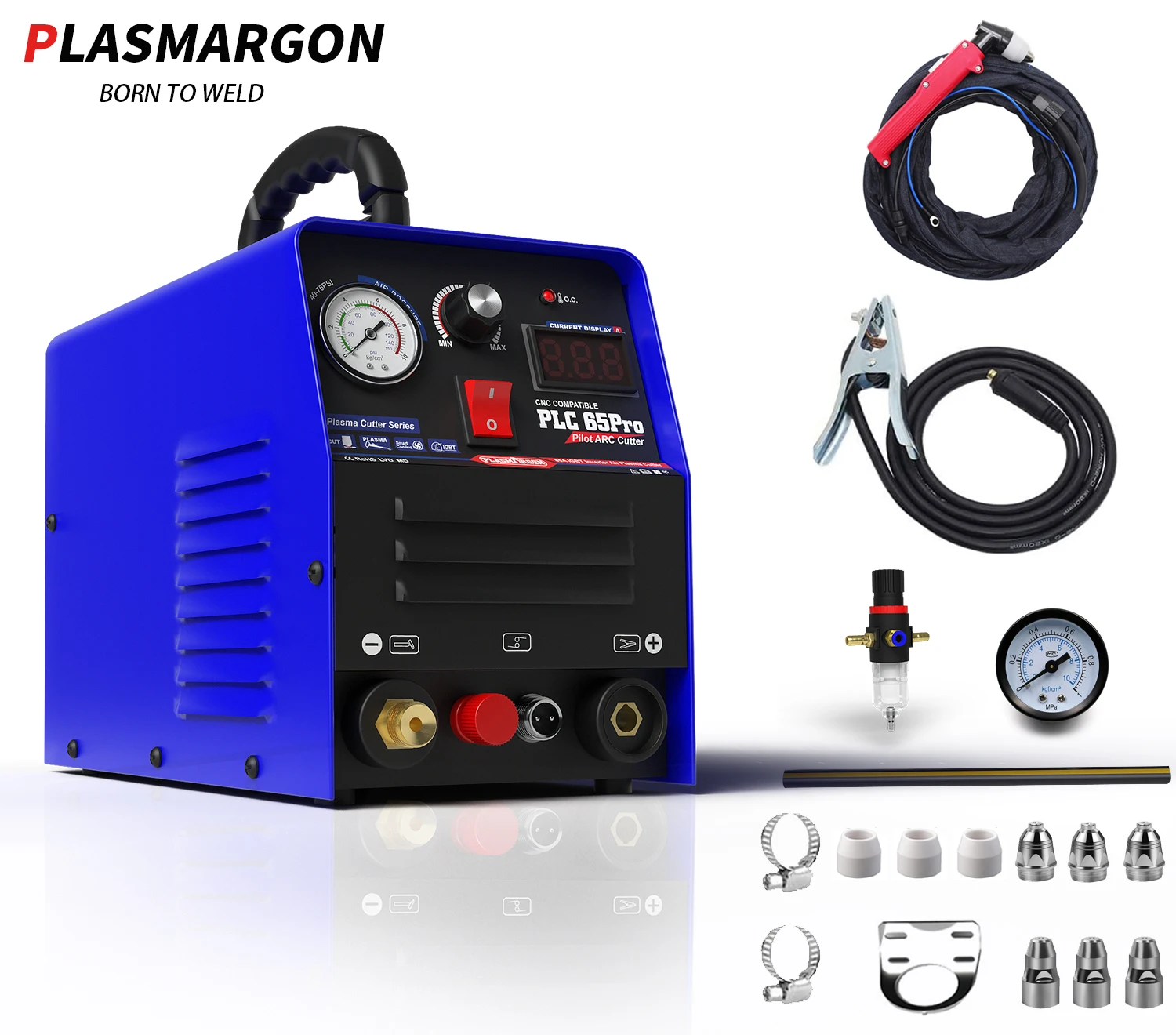 Plasmargon Plasma Cutter Cut 65P 65A 110V/220V Pilot Arc CNC  Metal Plasma Cutting Equipme Home Maintenance Use Clean Cut 18MM