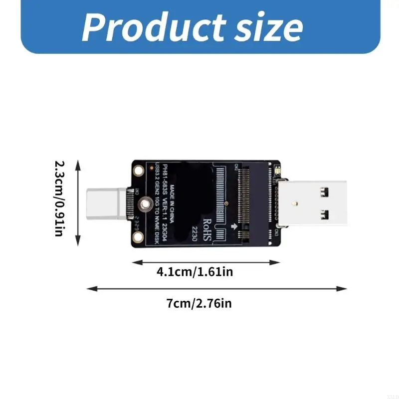 XXUD M.2 NVME SSD Adapter M.2 to USB A Type C Converter Support 2230 JMS583