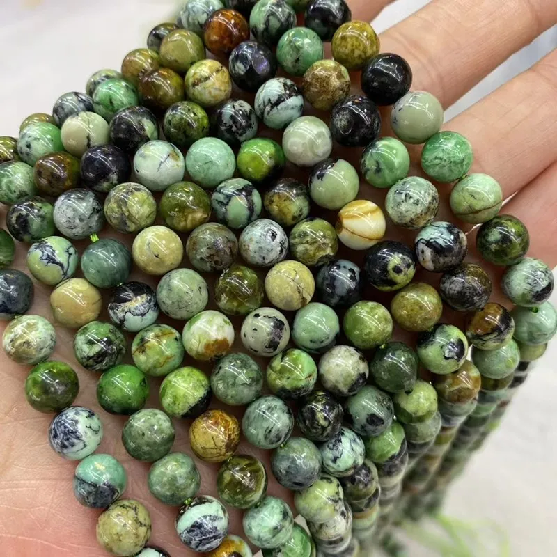 

7A loose beads variscite round 6/8/10mm nature for DIY making jewelry necklace 38cm FPPJ wholesale