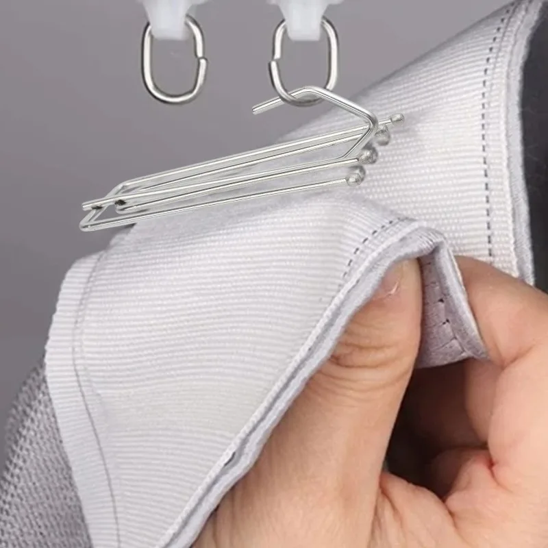 Description Picture 4 of item4 Prongs Curtain Hook Metal Drapery Pinch Pleat Clips Hooks Traverse Pleater Shower Curtain Hangers for Window Door Bathroom