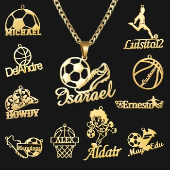 YOUSHANG Customized Football Sports Style Name Necklace Men's Stainless Steel Personalized Pendant Birthday Jewelry Gift