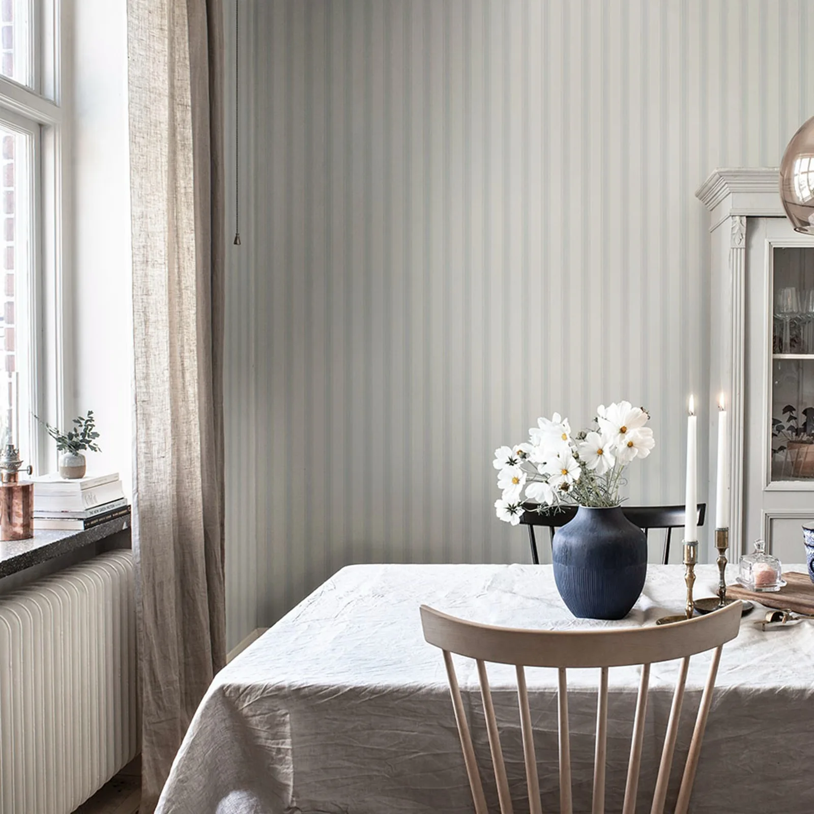 Gustav Light Blue Peel และ Stick วอลล์เปเปอร์, รูปแบบแถบเรขาคณิต Wall Papers สําหรับตกแต่งบ้าน Wall Art, self - กาว, 50*300 1