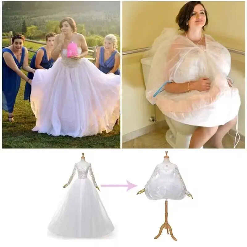 Gather Skirt Slip 98 cm Bridal Wedding Dress Petticoat for Toilet Underskirt Save You From Water