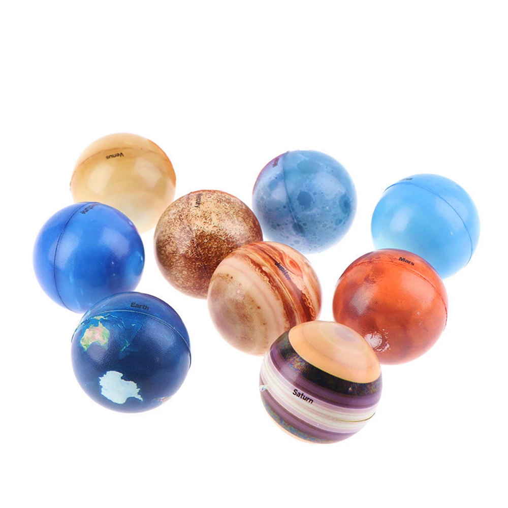 Toy 6.3cm Solar System Bouncy Ball Ball Toy Stress Relief Earth Globe Ball Moon Star Ball Printing Star Ball Eight Planets