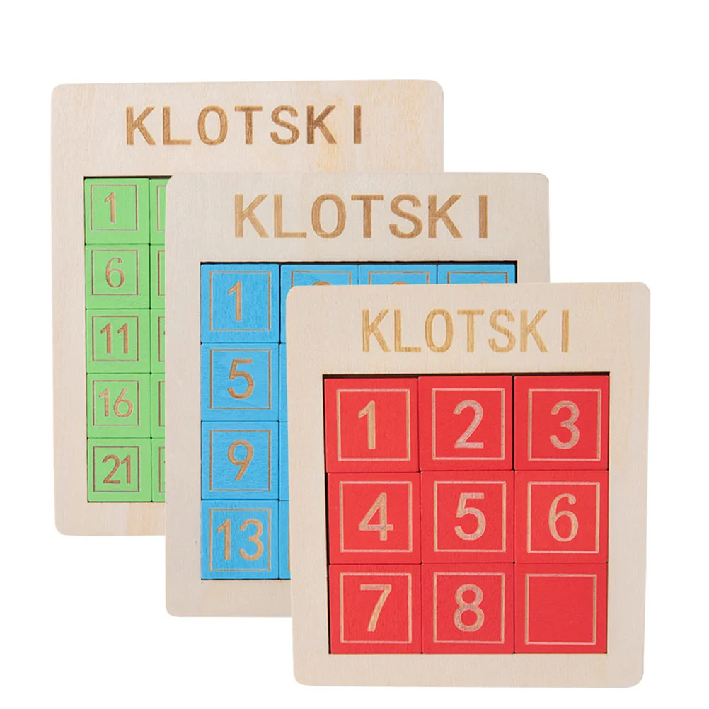 

3 Pcs Digital Road Wooden Jigsaw Puzzles Kids Sliding Number Slide Toys Blocks Educational Children Parent-child