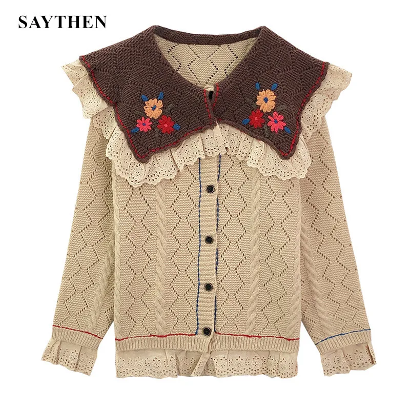 

SAYTHEN Spring And Summer Sweet Japanese Style Cute Knitted Cardigan Women's Design Top Fake Two-Piece SuitNew Sweater YS222101