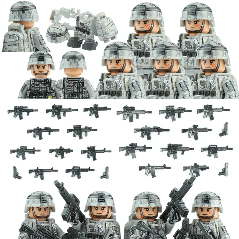 America Army Combat Uniform Forze Speciali Figure Building Blocks City Us Special Air Service Soldato Armi Militari Giocattoli