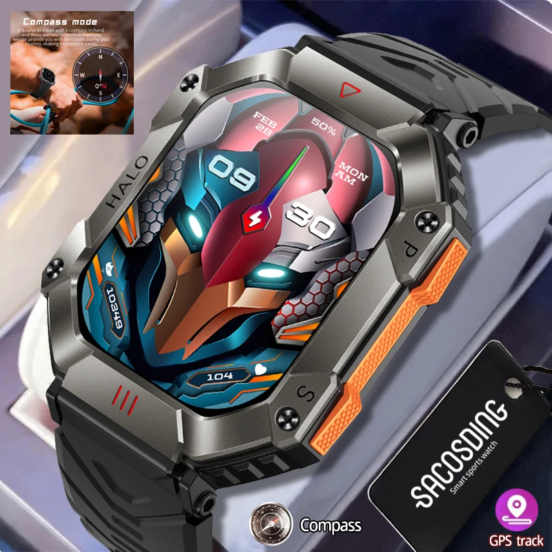 

2023 Men Smart Watch For Android IOS Fitness Watch Ip68 Waterproof Military Sport Watch Smart AI Voice Bluetooth Call Smartwatch