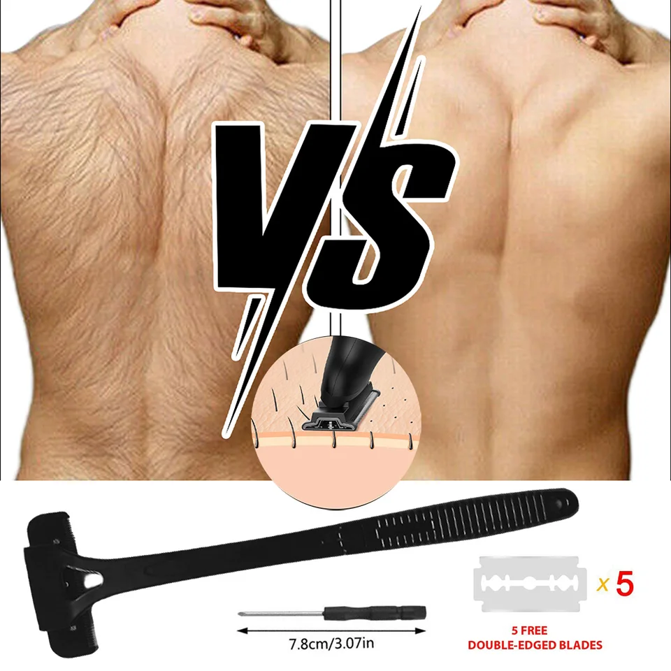 Zwarte opvouwbare scheerapparaat voor mannen, geschikt voor het ontharen van rug, lichaam en benen, met comfortabele handgreep. Scheerapparaat voor persoonlijk gebruik._voghion.com