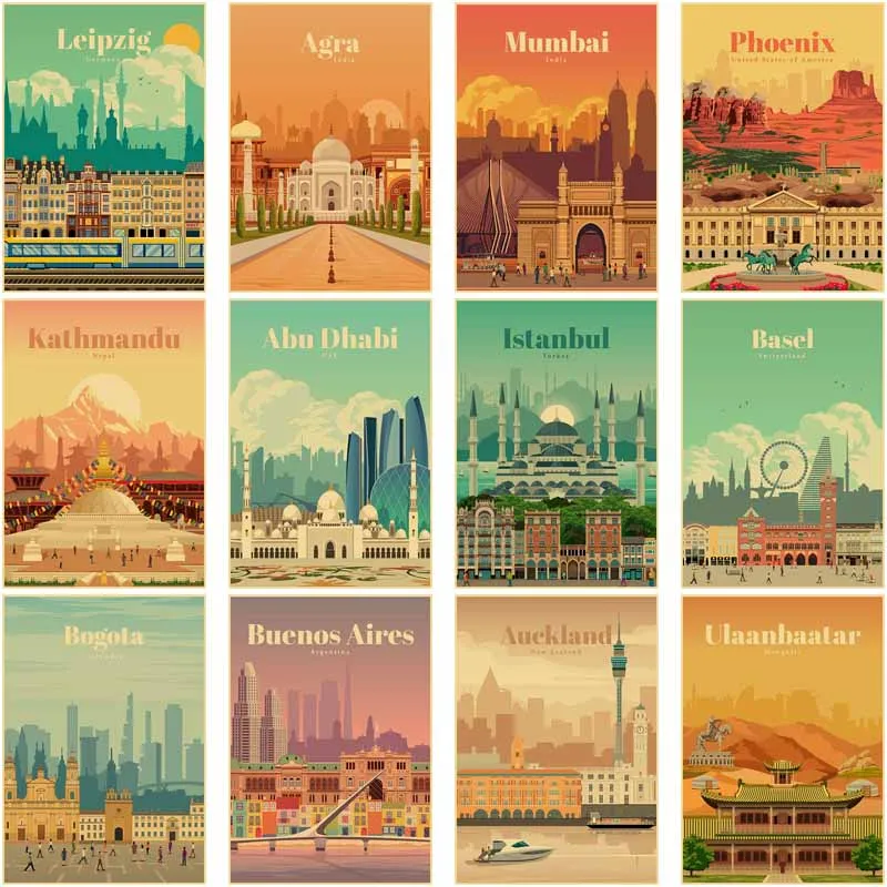 

Italy Pisa Marseille Poster for Wall Decor, Cute Cartoon Travel City Landscape Art Painting, Living Room Decoration Pictures