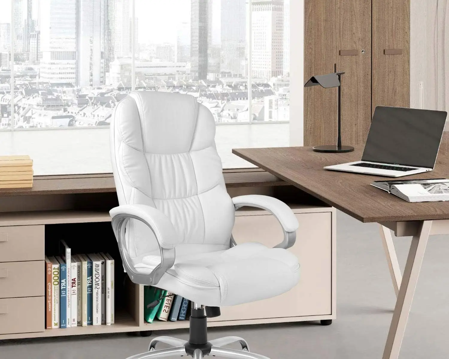 Office Chair Computer High Back Adjustable Ergonomic Desk Chair Executive PU Leather Swivel Task Chair