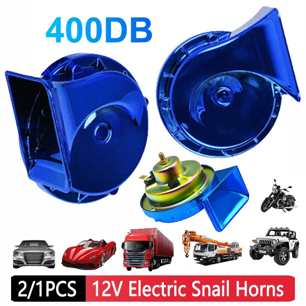 12V 400DB/110DB Air Electric Car Snail Horn Single-tone Horns Super Loud Motorcycle Marine Boat Train Horn Alarm Kit 2/1Pcs motorcycle electric horn scooter horn car horn bicycle electronic horn