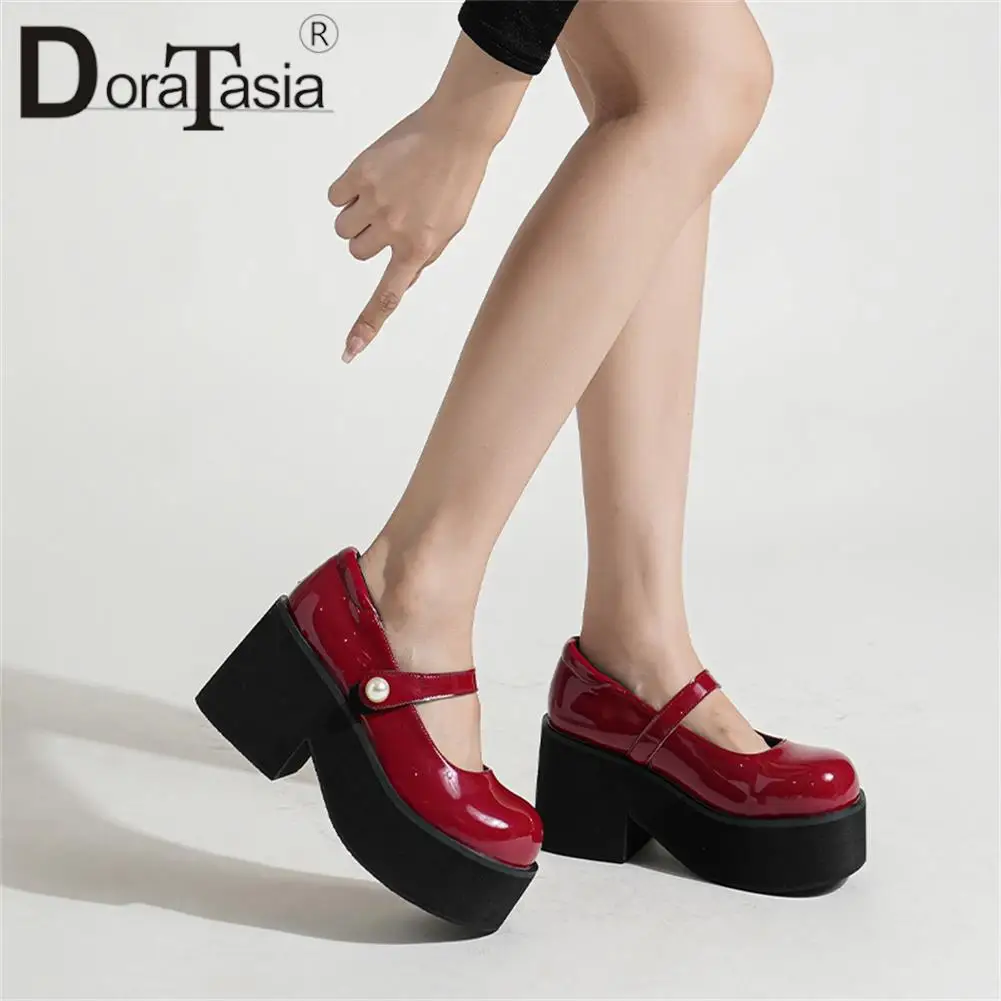 Brand Design Ladies Cute Mary Janes Pumps Fashion Solid Platform Chunky High Heels women's Pumps Party Office Lolita Woman Shoes