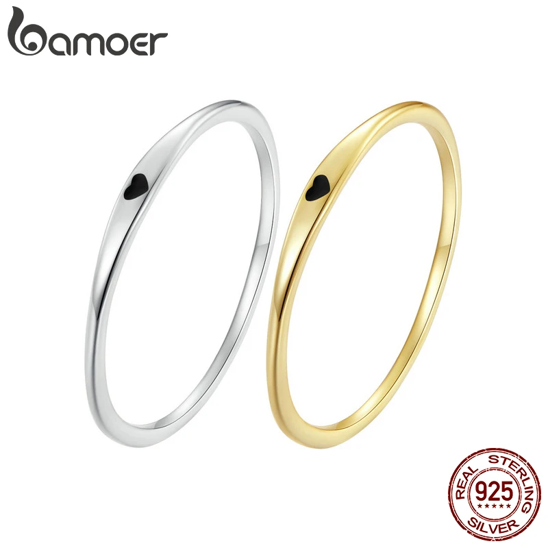 Silver Heart Ring 925 Sterling Silver Simple Carve Heart Wedding Band Stackable Promise Ring Her 2 Colors Size 5-10