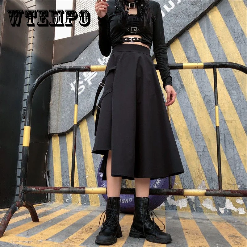 

WTEMPO Y2K Style Irregular Skirt Women's Summer New Harajuku Style High Waist A-line Long Skirts Retro Workwear 2023 Fashion