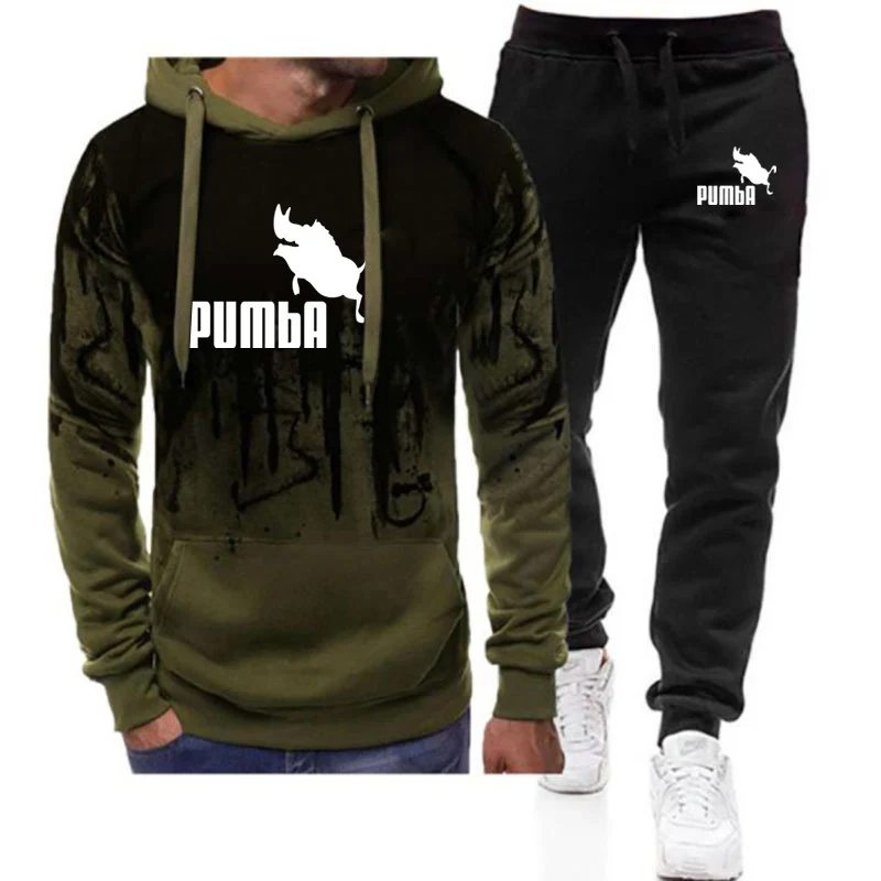 Pumba-Conjunto de Sudadera con capucha para hombre, pantalón de chándal  informal con estampado de gradiente, chaqueta deportiva de Hip Hop y  pantalones, traje de 2 piezas, 2022 _ - AliExpress Mobile