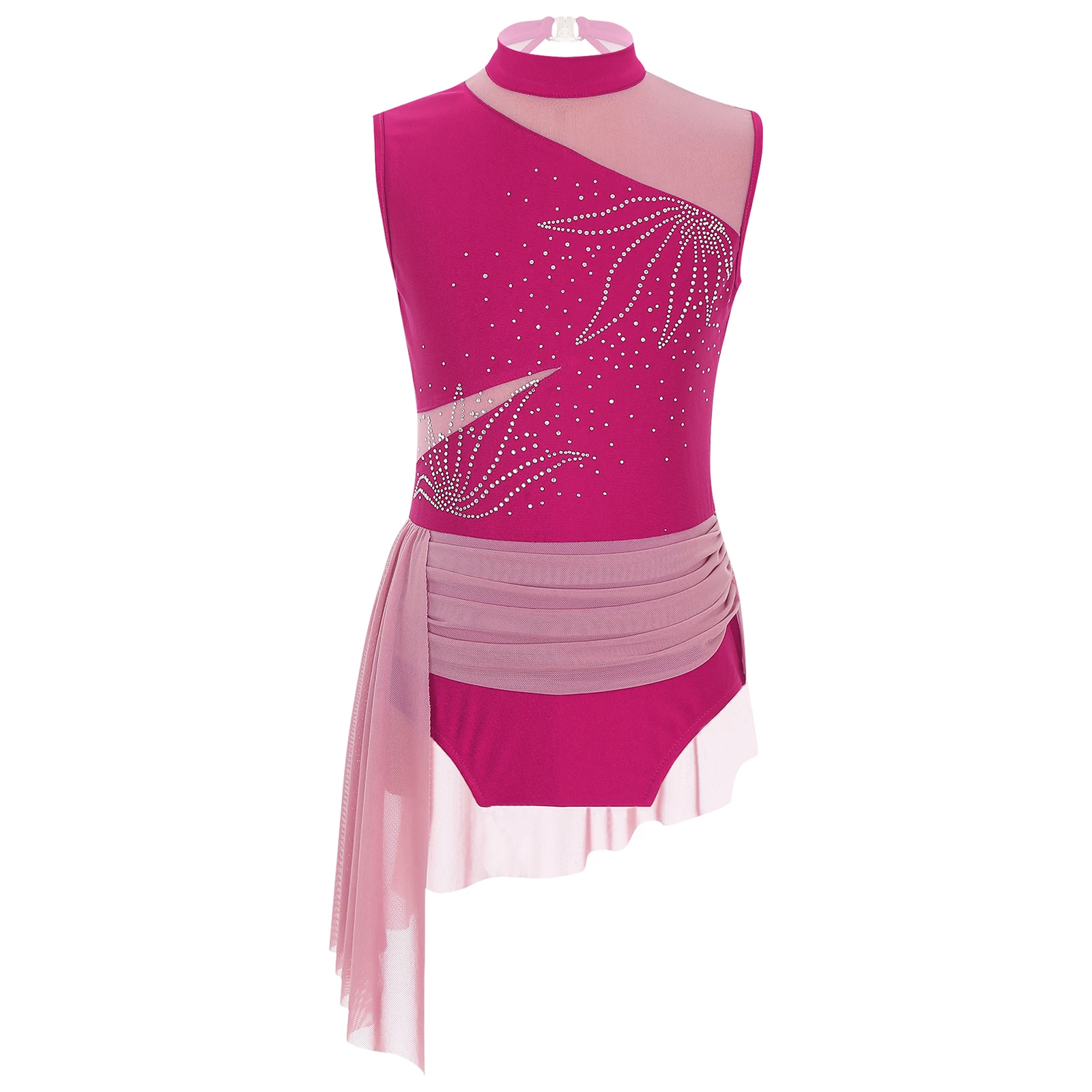 

Детские балетные танцы для девочек, искусственная танцевальная одежда без рукавов, блестящий сетчатый купальник