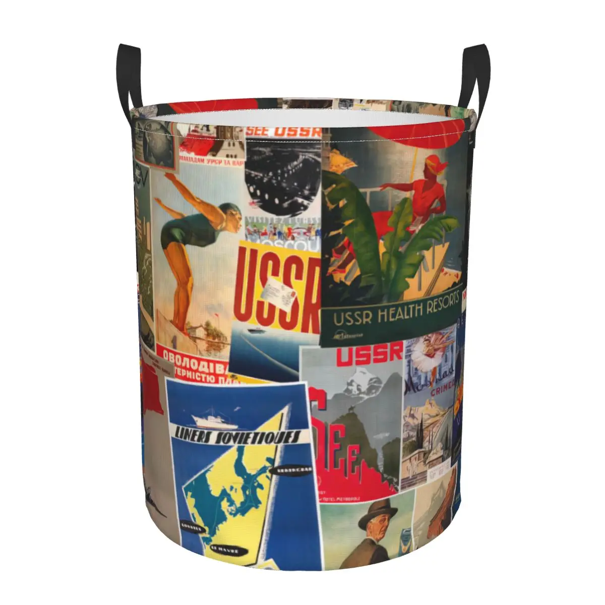 

Vintage Russia Travel Dirty Laundry Basket Waterproof Home Organizer Basket Clothing Kids Toy Storage Basket