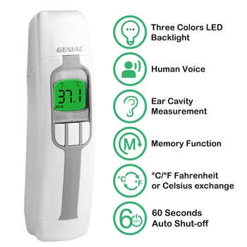 Ear Thermometer,1 Second Accurate Digital Thermometer for Adults Kids Babies,3 Age Groups 3 Color Backlight Display Fever Alarm 2
