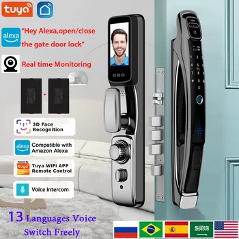 Alexa Voice Control Tuya APP Face Recognition Smart Door Lock Electronic Digital Door Lock Fully Automatic Door Lock With Camera 1
