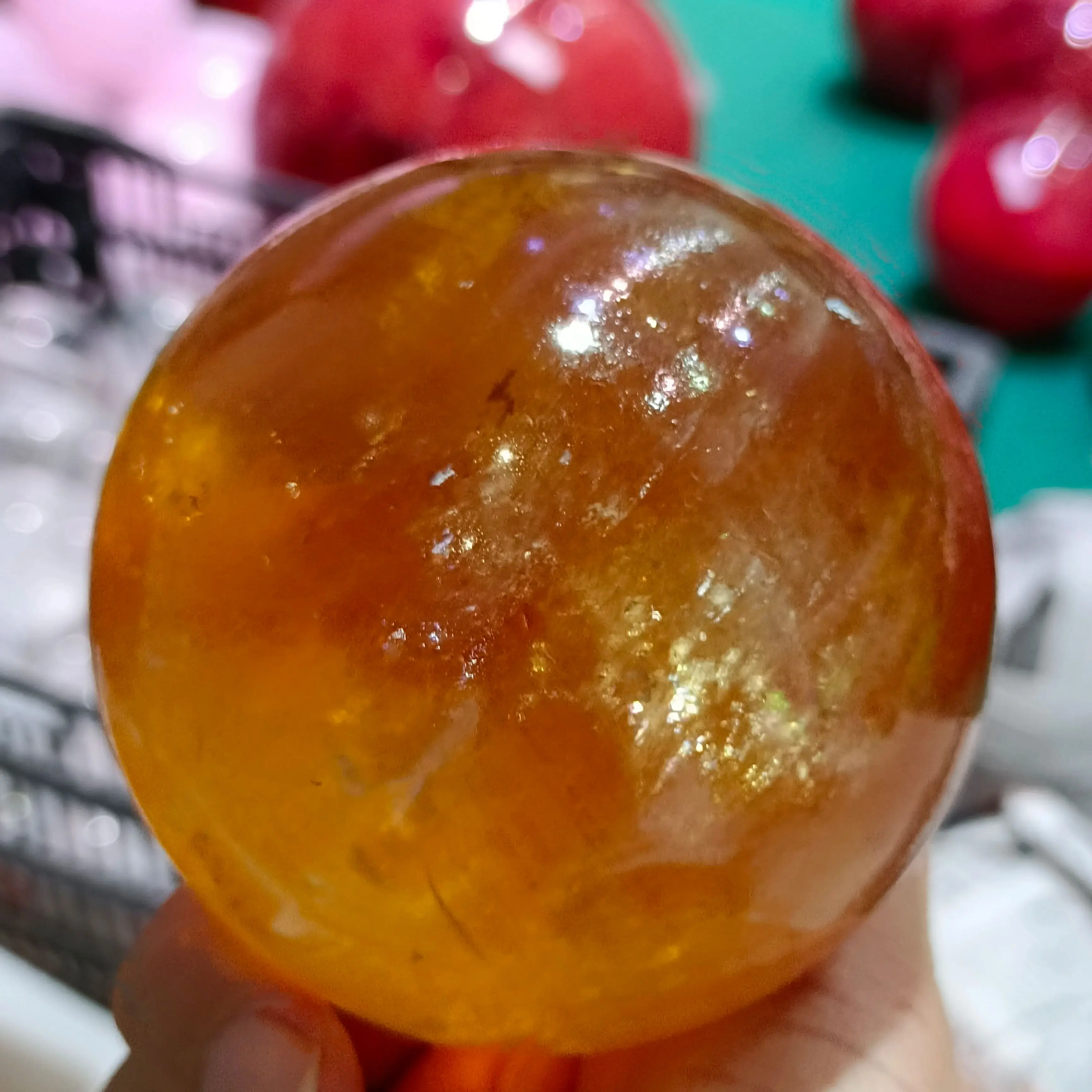 Quartz Crystal for Home and Office Decoration,Natural Yellow Ice Continent,Calcite Ball,Mineral,Reiki Healing Spirit Ge 2