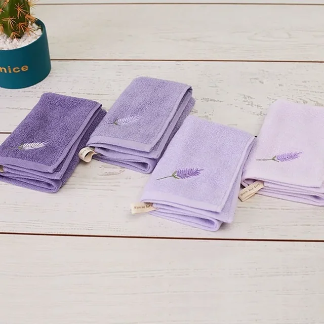 Purple Handkerchief Towel Comfortable Absorbent Washable Ins Simple Home Lady Square Design Fall Embroidered Artistic Quick Dry 3