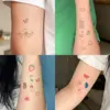 6pcs New Cartoon Pattern Colored Flower Heart Temporary Tattoo Stickers Waterproof Magic Tattoo Disposable Tattoo Stickers 2