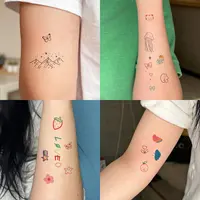 6pcs New Cartoon Pattern Colored Flower Heart Temporary Tattoo Stickers Waterproof Magic Tattoo Disposable Tattoo Stickers 2