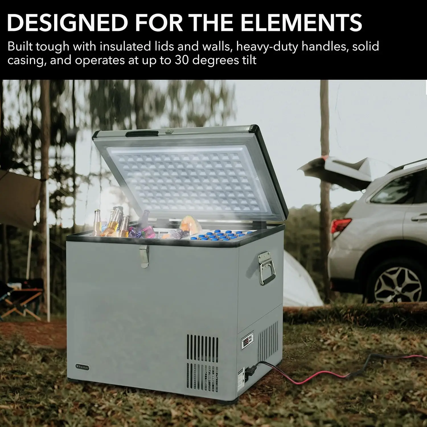 FM-65G 65 Quart Portable Refrigerator and Deep AC 110V/ DC 12V Real Chest Freezer for Car Home Camping and RV with 2