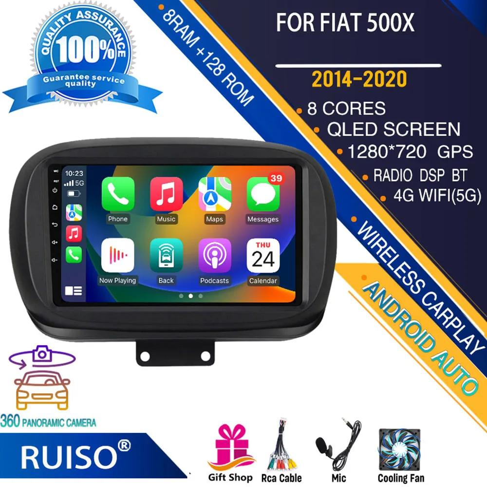 Ruiso Android Touch Screen Lettore Dvd Per Auto Per Fiat 500X 2014-2020 Autoradio Monitor Di Navigazione Stereo 4G Gps Wifi