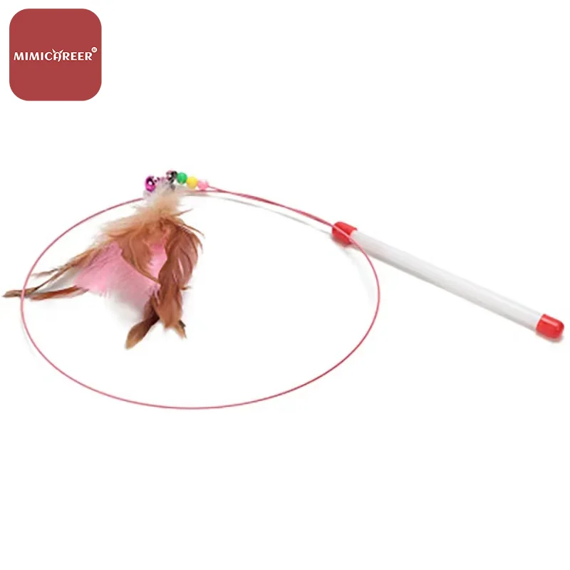 Interactive Cat Teaser Stick Toy Stainless Steel Funny Feather With Bell For Kitten Playing Teaser Wand Toys Cat Supplies pet toys cat toy