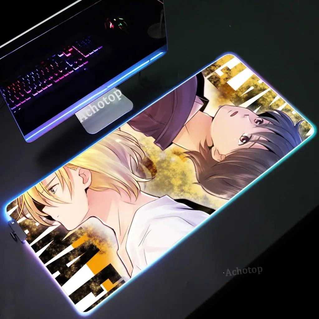 

Banana Fish RGB Mouse Pad Desktop Gamer Mouse Mat Speed Game Table Mousepad Natural Rubber Mousemat LED Backlight Desk Carpet