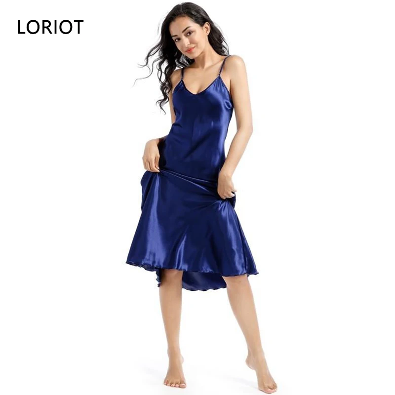 

Женская атласная ночная рубашка, пижама, ночная рубашка, одежда для сна, пикантная Повседневная Пижама без рукавов с V-образным вырезом SA1383