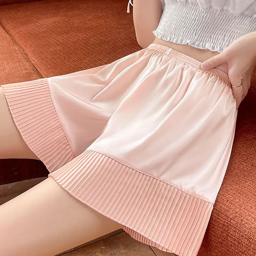 Simple Elastic Short Fashion Summer Solid Color Safety Short Pants Women's Breeches Silk Underpants Female Underwear