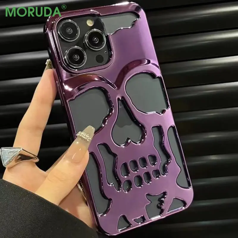 Phone Case With Halloween Skull Graphic Shockproof For Iphone 15