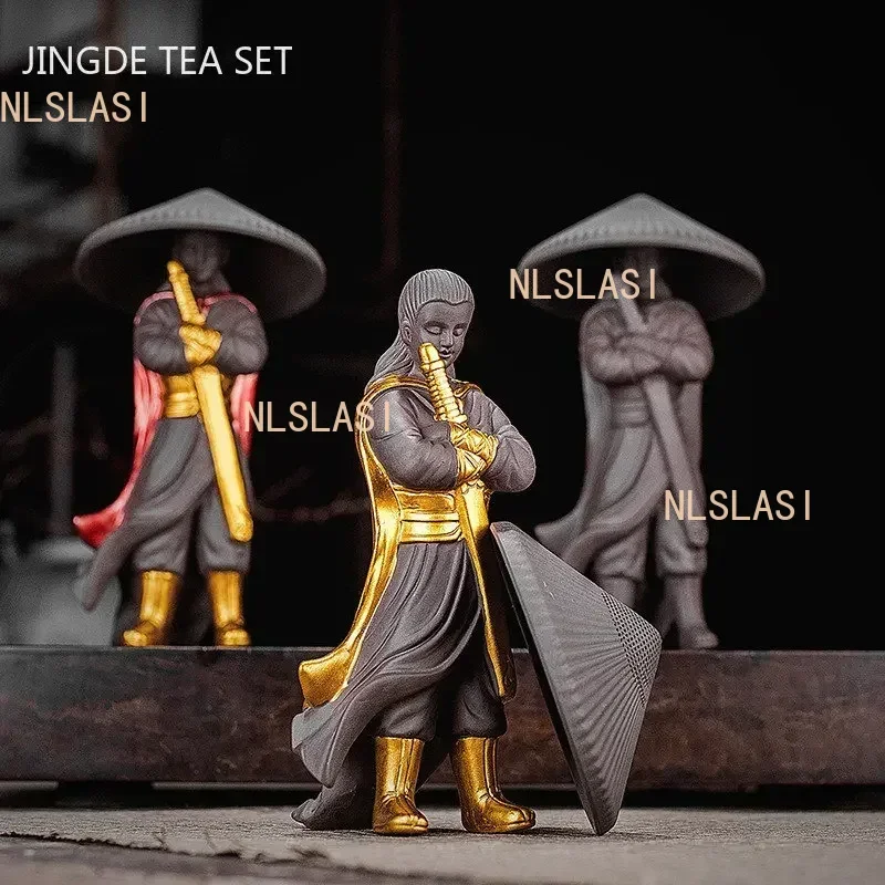 Boutique Purple Clay Tea Pet Tea Strainer Creative Figure Statue Ornaments Handmade Crafts Tea Set Decoration Accessories