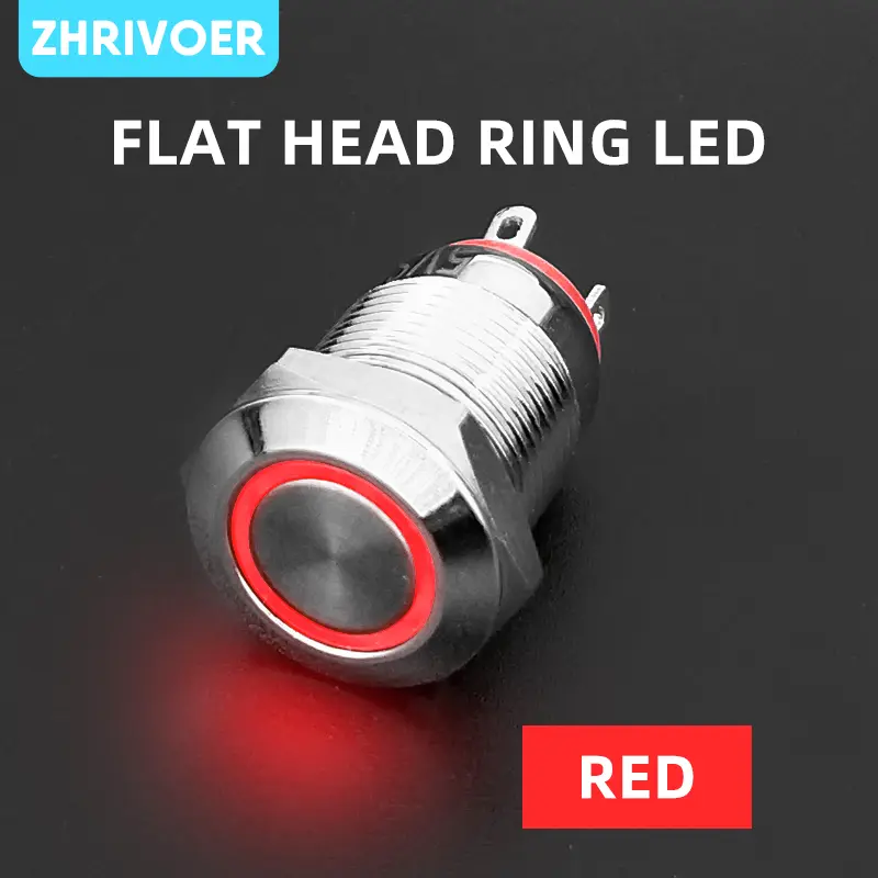 12mm Waterproof Metal Push Button Switch LED Light Momentary Locking Car Engine PC Power Switch 3V 5V 12V 24V 220V Ring Symbol - Image 16