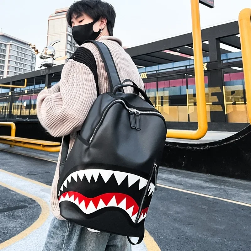 PU Leather Backpack with Design for Stylish Students and Travelers