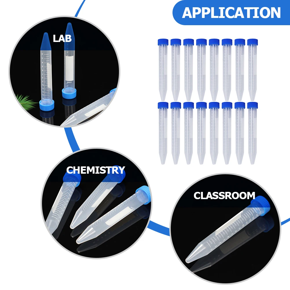 30pcs Centrifuge Tube 15ml Test Tube With Screw Caps Atomization Supply