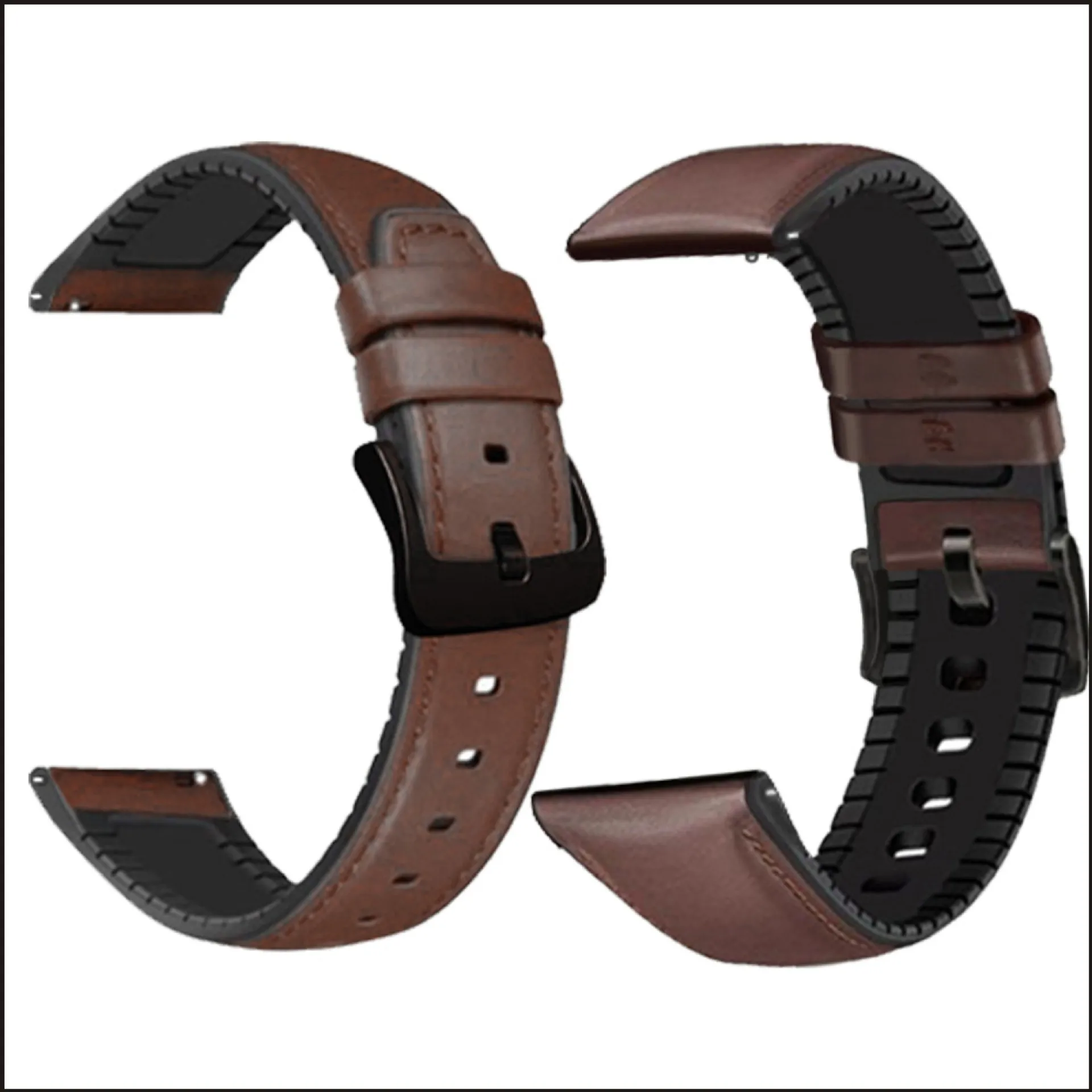 22mm Leather Strap For Samsung Galaxy Watch 3 Gear S3 Huawei Watch 3/GT3 Double Line Bracelet Wristband For Amazfit GTR/Stratos