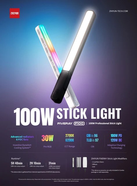 Bastão Led Zhiyun F100 Light Stick Combo - eMania Foto e Video